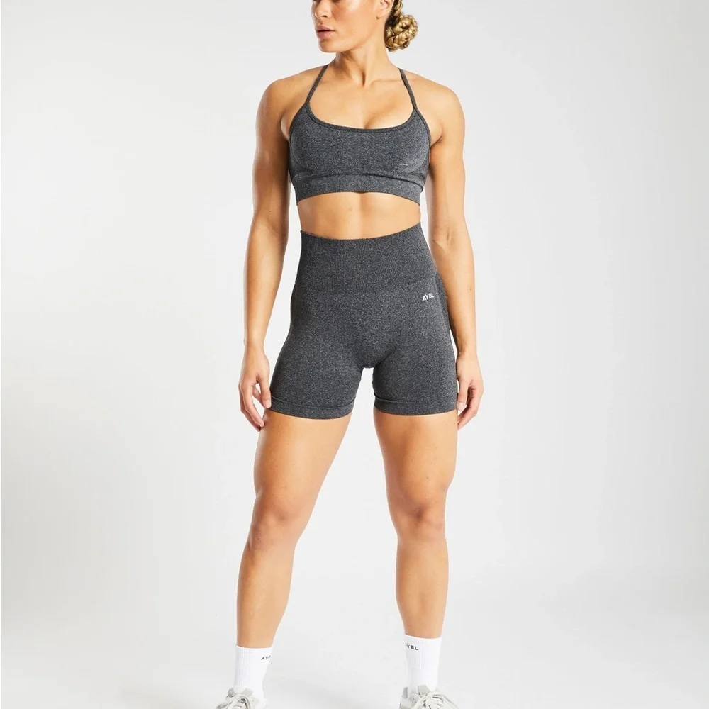 AYBL Empower Seamless Shorts - Black Marl - Size Large - Picture 5 of 14